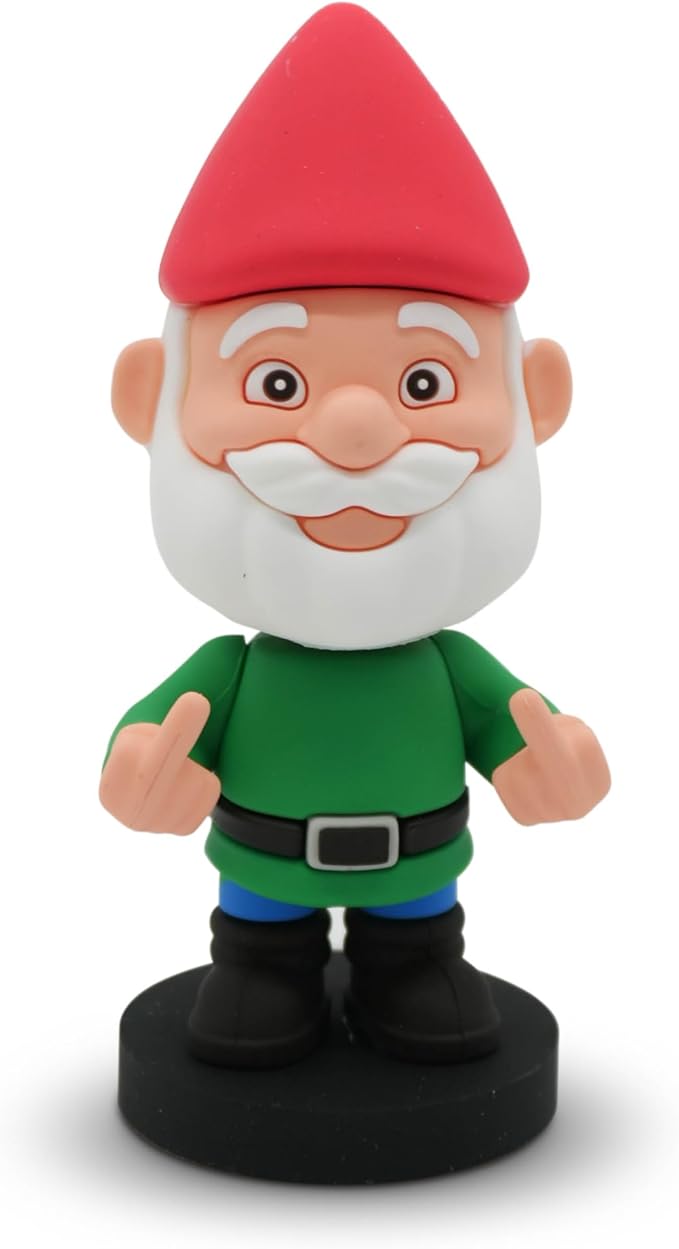 Mini Bobblehead – Middle Finger Gnome, Funny Desk Toy, Collectible Joke Gift