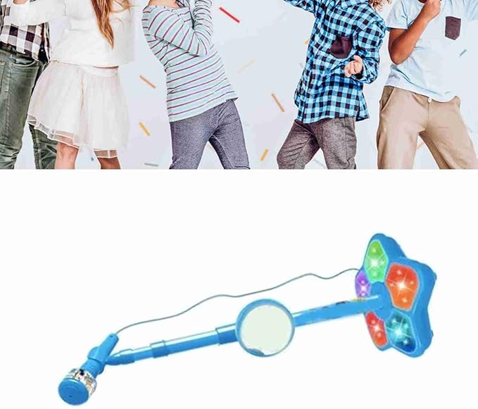 Students Microphone with Stand, Toddler Microphone Stand with Light, Singing Family Kindergarten Performance Easy Carrying Gifts for Kids