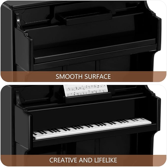 HEALLILY Mini Dollhouse Piano: Black Plastic Dollhouse Piano and Stool Set with Music Sheet for Scene Shooting Props Doll House Decoration, 3.58 X 2.75 X 1.45 Inches