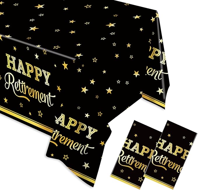 Egami 2pcs Retirement Tablecloth for Bladies and Gentlemen Retirement Party Supplies Decorations 108 inches x 54 inches for Retirement Party Supplies