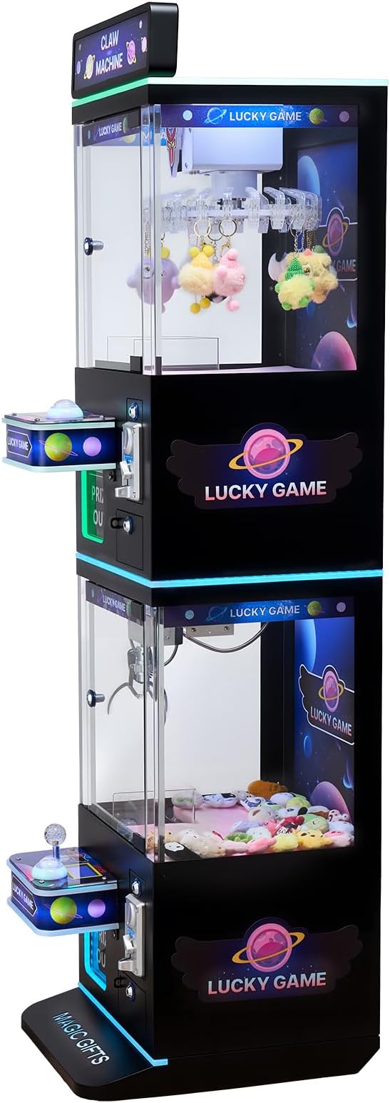 VEVOR Claw Crane Machine, Medium-Sized Arcade Game Machine with Claw + Grabber Double-Layer, Light & Sound, Toy Candy Grabber Prize Dispenser Vending Toy, for Commercial Home Cinema, Black Purple