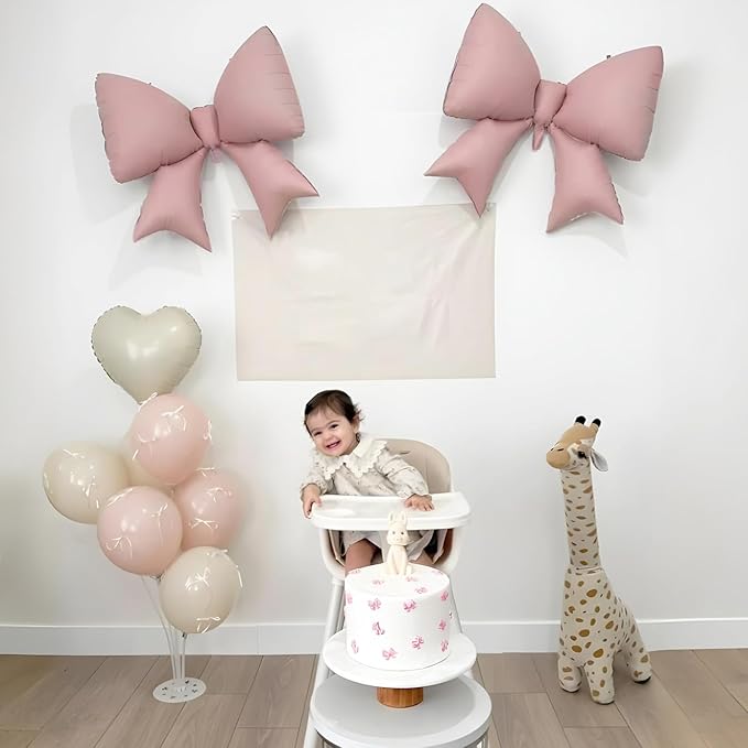 38 Inch Pink Bow Foil Balloons, Large Pink Mylar Bowknot Balloons Coquette Party Decorations for Girls Women Birthday Baby Shower Bridal Shower Engagement Wedding Bachelorette Anniversary Decorations