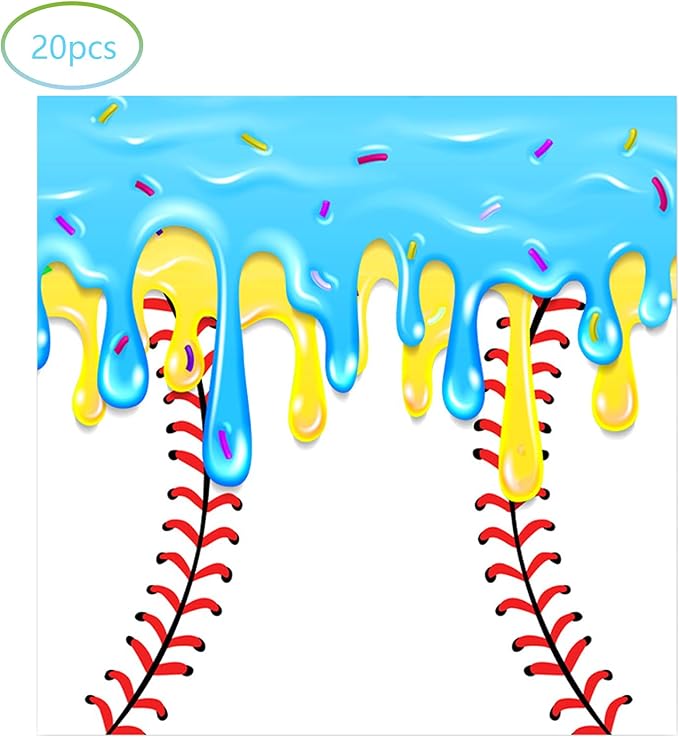6 7 Birthday Party Supplies, include 20 Plates and 20 Napkins, for 6 7 Ice Cream Drip Baseball Six Seven Birthday Party Decorations