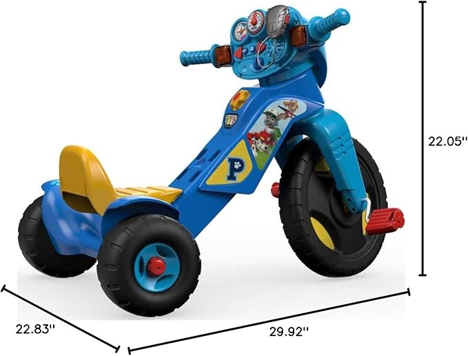 Fisher-Price Toddler Tricycle Nickelodeon PAW Patrol Lights & Sounds Trike, Toy Bike with Handlebar Grips & Storage for Outdoor Play Kids Ages 2+ Years