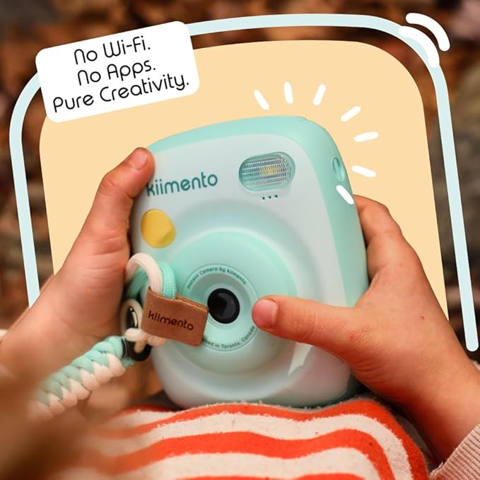 kiimento Instant Print Digital Camera, Ink-Free Thermal Printing with 4 Color-Themed Paper Options, 2.4” HD Screen, Selfie Lens, 48MP Photo, 1080p Video, 32GB Memory Card – Model P2 (Mint)
