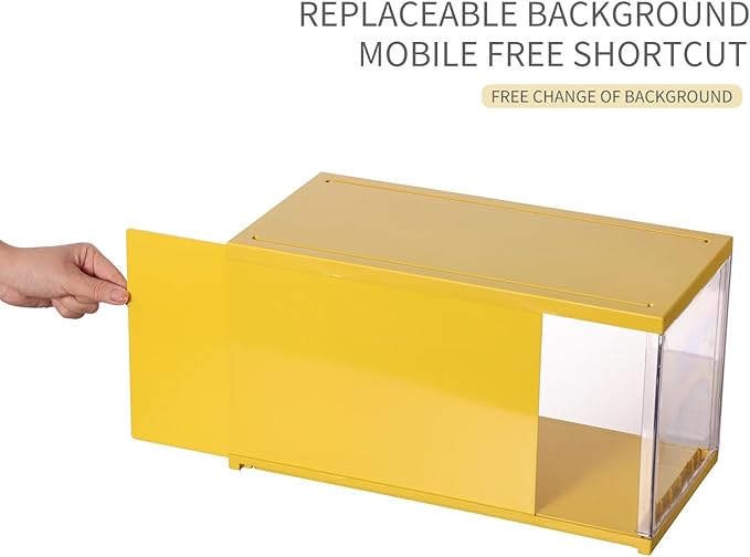 Clear Display Cases for Collectibles - Dustproof Display Cabinet with Removable Backdrop, DIY Scene Setup for Action Figures & Model Collections (Yellow)