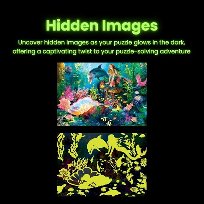 MasterPieces - 500 Piece Jigsaw Puzzle, Glows in The Dark, Hidden Images, Garden of Song, Fun for Adults, Family, Kids, 15" x 21"