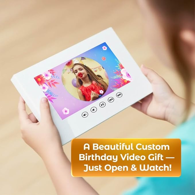 Personalized Birthday Video Card to Girls – Upload Photos to Create a Custom Slideshow – Unique for Daughter, Granddaughter or Niece – 7” Display, 512MB Memory, Rechargeable
