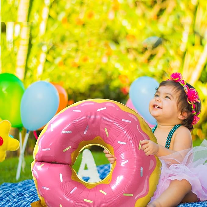 Pink Donut Shaped Balloons Dessert Food Food Cake Sweet Candy Decoration, 6 Pack Sprinkle Donut Balloons Sweetmeat Doughnut Time Party Supplies For Grow Up Party Supplies Baby Shower Wedding Christmas