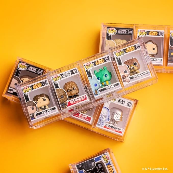 Funko Bitty POP! Star Wars - Leia, 4-Pack - Princess Leia, R2-D2, C-3PO and A Surprise Mystery Mini Figure - 0.9 Inch (2.2 Cm) Collectable - Stackable Display Shelf Included - Gift Idea