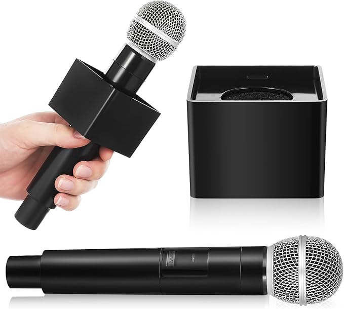 ibasenice Simulation Microphone Toy with Square Mic Flag Prop for Kids Stage Play Cosplay Parties and Speech Practice 9.65 Inch Portable Plastic Fake Microphone