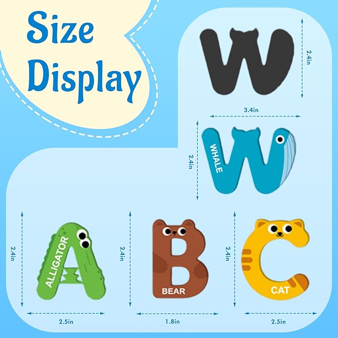 Magnetic Letters for Toddlers 1-3, 26PCS Cute Animal Alphabet Magnets Letters Learning Toys for Toddlers 1-3 Uppercase ABC Magnets for Refrigerator Best Gifts for Birthday Easter Basket Stuffers