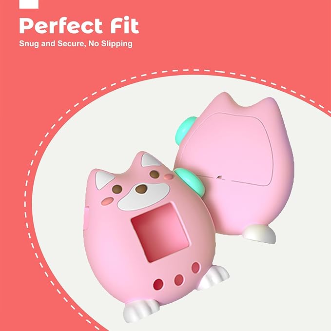 for Tamagotchi Paradise Case,Cute Standing Dog Silicone Protective Cover for Tamagotchi Paradise Electronic Pet,Waterproof Washable Shockproof Anti-Drop 360Full Protection,Puppy Style(Pink)