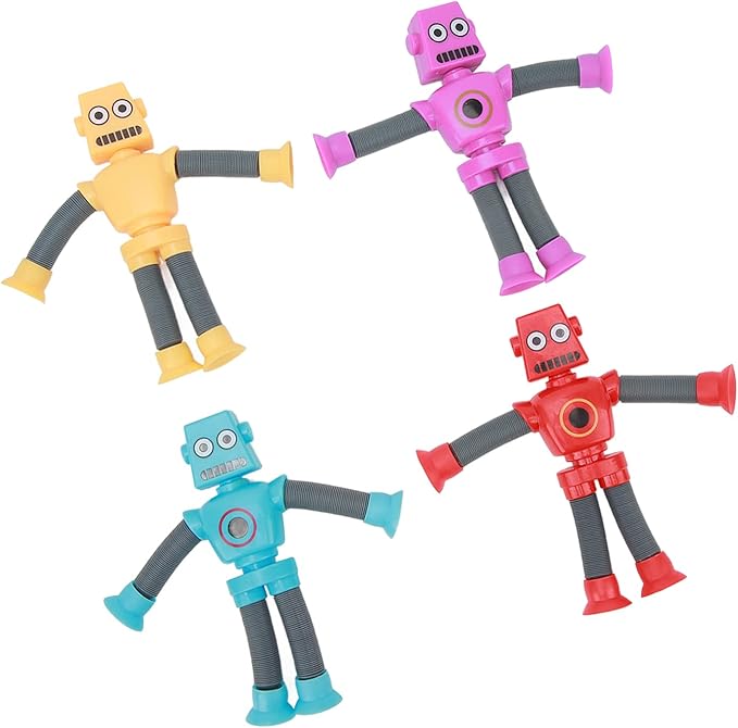 Suction Cup Telescoping Robot Toy, Extendable Arm for Pick and Play, Develops Hand-Eye Coordination, for Kids (Multiple Colors)