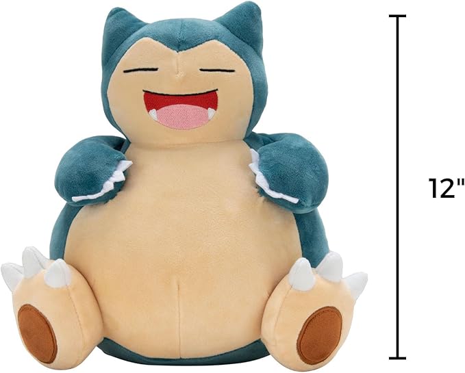 Pokemon 12" Large Snorlax Plush - Officially Licensed - Generation One - Authentic 12-inch Soft Stuffed Animal Toy Figure - Holiday Christmas Stocking Stuffer Gift for Kids, Boys, Girls - 2+