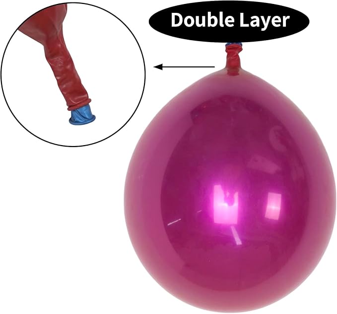 Metallic Fuchsia Balloons 12 Inch, Double Stuffed Chrome Fuchsia Pink Balloons, Shiny Thick Chrome Metallic Magenta Latex Helium Balloon for Women Girls Birthday Wedding Party Decoration Supplies
