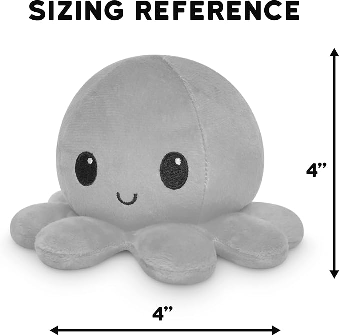 TeeTurtle Reversible Octopus Plushie 4-Inch Chalkboard + Notebook Two-Sided Flip Plush Toy with Embroidered Details Cute Mini Collectible Plush for Kids, Teens, and Adults