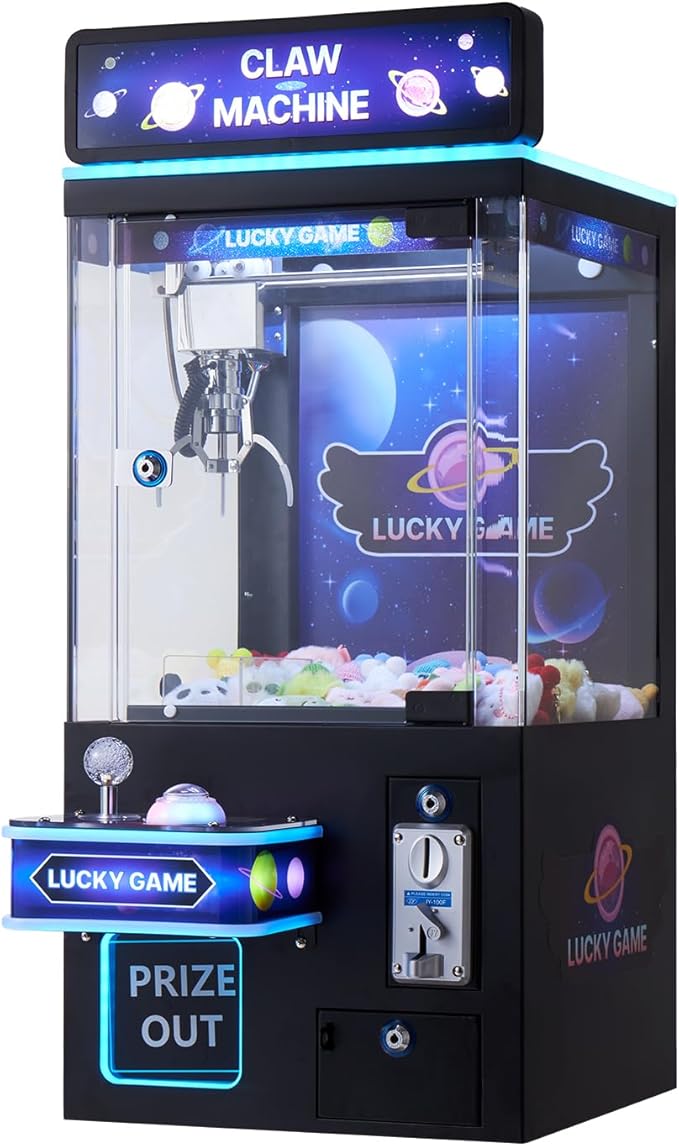 VEVOR Claw Crane Machine, Medium-Sized Arcade Game Machine with Light & Sound, Adjustable Steel Claws, Precise Toy Candy Grabber Prize Dispenser Vending Toy, for Commercial Home Cinema, Black Purple