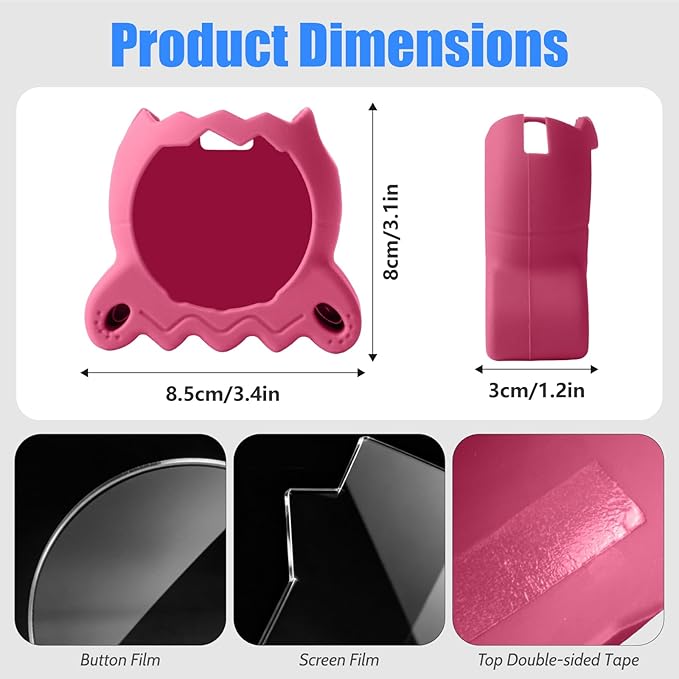 Silicone Case for Tamagotchi Paradise Electronic Pet, Protective Cover with Screen Protector and Lanyard for Tamagotchi Paradise Accessories (Pink)