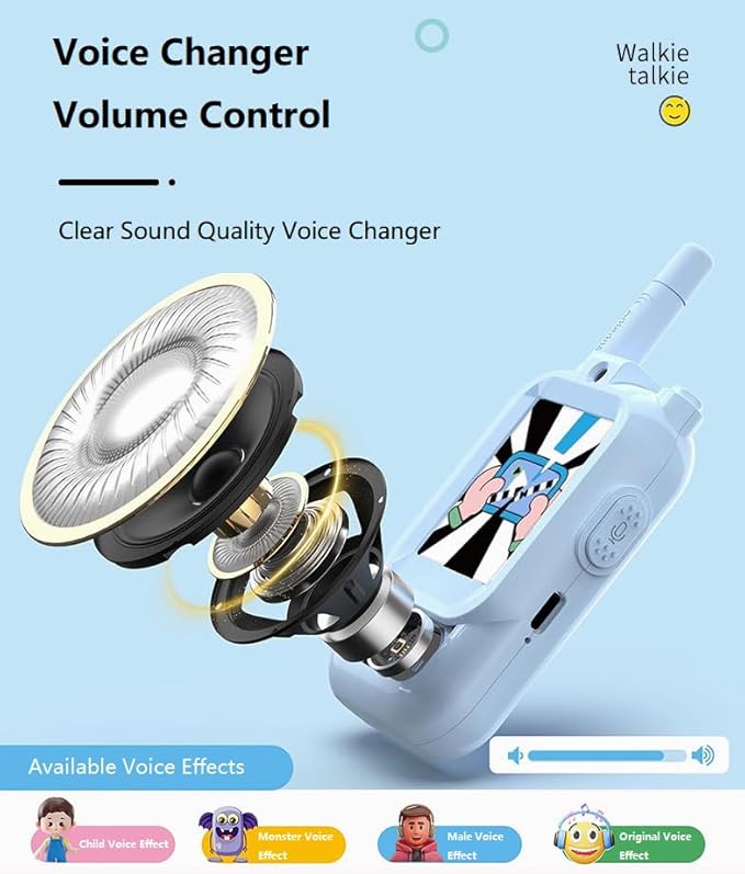 Video Walkie Talkies for Kids, Handheld Kids Walkies Talkies 2 Pack Rechargeable Video Intercom, Indoor Outdoor Toys for Family Games, Birthday for Boys Girls Aged 3-12,Blue&Pink