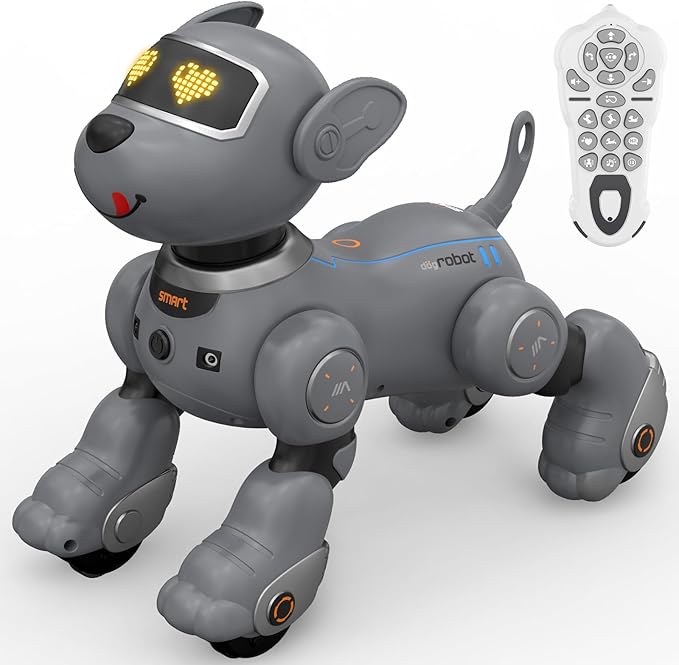 Robot Dog for Kids, Smart Remote Control Robots Dancing Toy for Boys and Girls Birthday Gifts for Children (Gray)