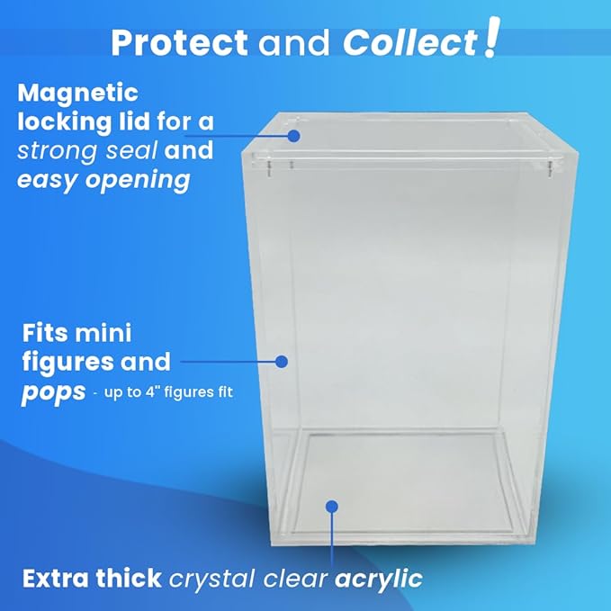 JDS Toy Store Hard-Shell Stackable Case (2 Pack) Compatible with Pops, Clear Acrylic Display with Magnetic Lid