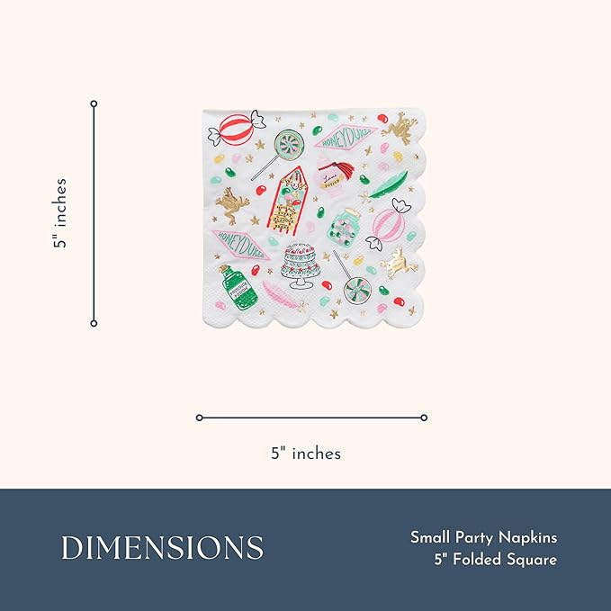 Harry Potter X Bonjour Fête Honeydukes Small Pattern Napkins | 3-Ply Fancy Napkins for Harry Potter Themed Parties | Happy Birthday & Cocktail Decoration | Pack of 24, 5" Fold | Premium Party Supplies