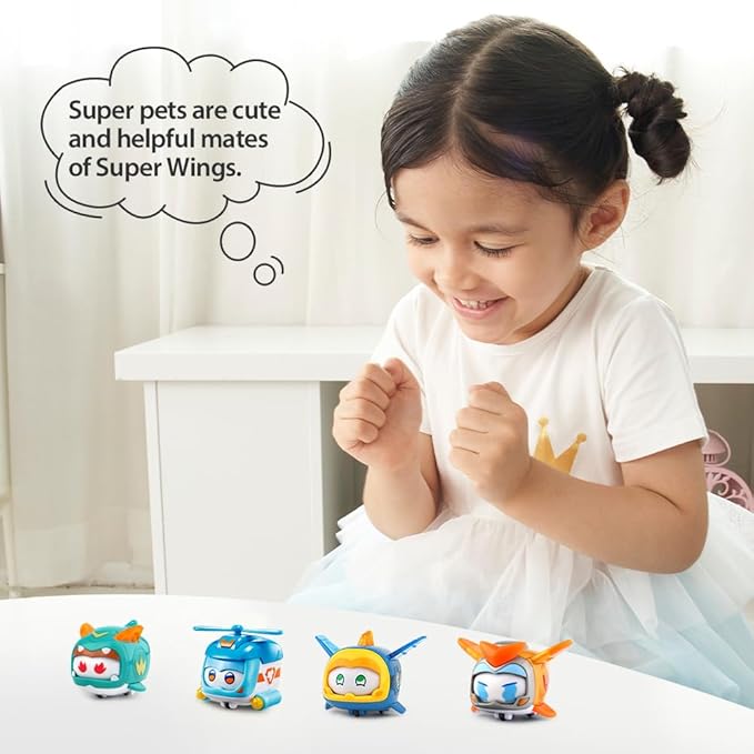 Super Wings Glow & Face-Changing Transformer Toys - Jerome Golden Boy Shine Tino Pet, Stacking Toys for Toddlers & Kids 3-7 Years