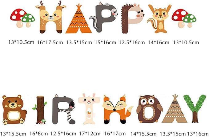Woodland Party Decorations Woodland Happy Birthday Banner with Forest Animal Bunting Garland for Kids Boys Girls Woodland Birthday Party Supplies