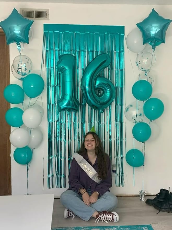 Number 0 Balloons 40 Inch Blue-green Number Balloons for 10 20 30 40 50 60 70 80 90 100 Numbers Balloon Birthday Decorations Wedding Event Baby Shower