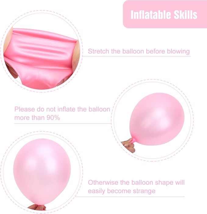 RUBFAC Pearl Pink Balloons 129pcs Different Sizes Pack of 18 12 10 5 Inch, Latex Balloon Garland Arch Kit for Wedding Princess Birthday Party Baby Shower Engagement Bachelorette Decorations