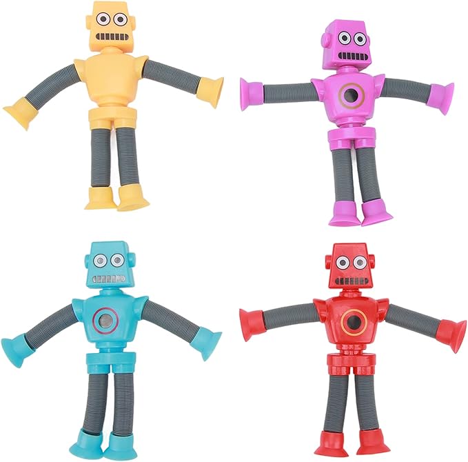 Suction Cup Telescoping Robot Toy, Extendable Arm for Pick and Play, Develops Hand-Eye Coordination, for Kids (Multiple Colors)