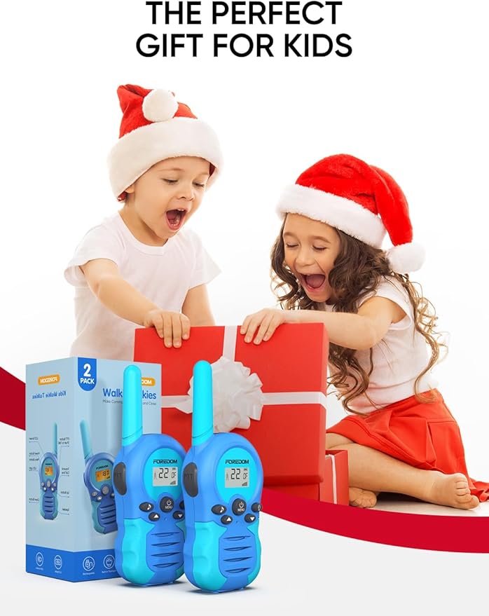 FOREDOM Rechargeable Walkie Talkies for Kids Walkie Talkies Long Range for Boy & Girl Age 3 to 12 Year Old Birthday Toys - 2 Pack
