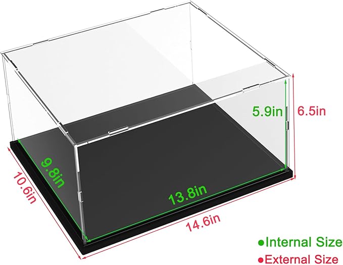 Thickened Clear Acrylic Display Case for Lego 75375 Millennium Falcon for 21319 Central Perk 75380 42204 Collectibles Transparent Box for Lego Display with Led Light, Black Inside 13.8 x 9.8 x 5.9in