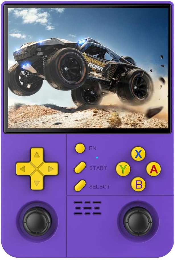 R40XX PROMAX Retro Handheld Game Console,15000+ Games with Open Source Linux System,30+Emulators,4.2-Inch IPS Screen Portable Game Console,4500mAh Battery,Gifts for Adult (Blue Yellow)