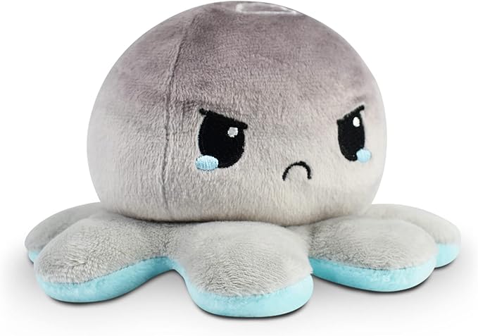 TeeTurtle Reversible Octopus Plushie 4-Inch Snowflake + Cloud Two-Sided Flip Plush Toy with Embroidered Details - Cute Mini Collectible Plush for Kids, Teens, and Adults