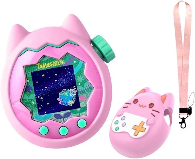 Silicone Cover for Tamagotchi Paradise,Silicone Cover Case for Tamagotchi Paradise Interactive Virtual Pet with Lanyard for Girl boy- Soft, Cute, Waterproof, Anti-Scratch, Shockproof (Pink)