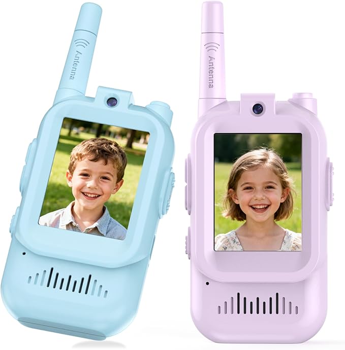 Parent-Child Rechargeable Walkie Talkies Set, 11-Channel Video Toy with Voice Changer for Kids Ages 3-12, Long Range Outdoor Family Game