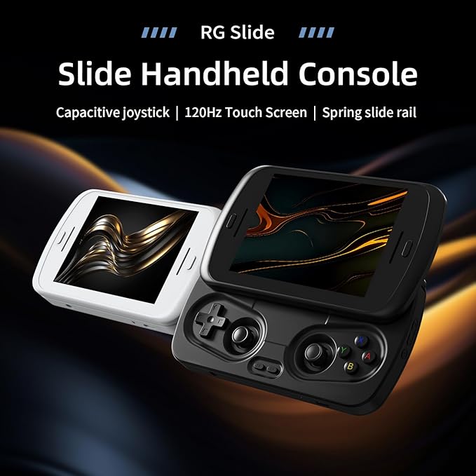 Anbernic RG Slide Retro Handheld Game Console , 4.7-inch LTPS in-Cell Screen Capacitive Joystick Android 13 System Support AI Assistant 5G WiFi Bluetooth 5.0 NO Game Card(Black)