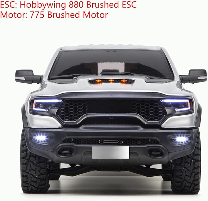 1/8 Remote Control Off Road Car Traction Hobby AWD RC Model Vehicle 2Speed Gearbox Metal Drive Shaft Shock Absorber No Battery Hobby Grade Model for Adult Hobby(Silver)