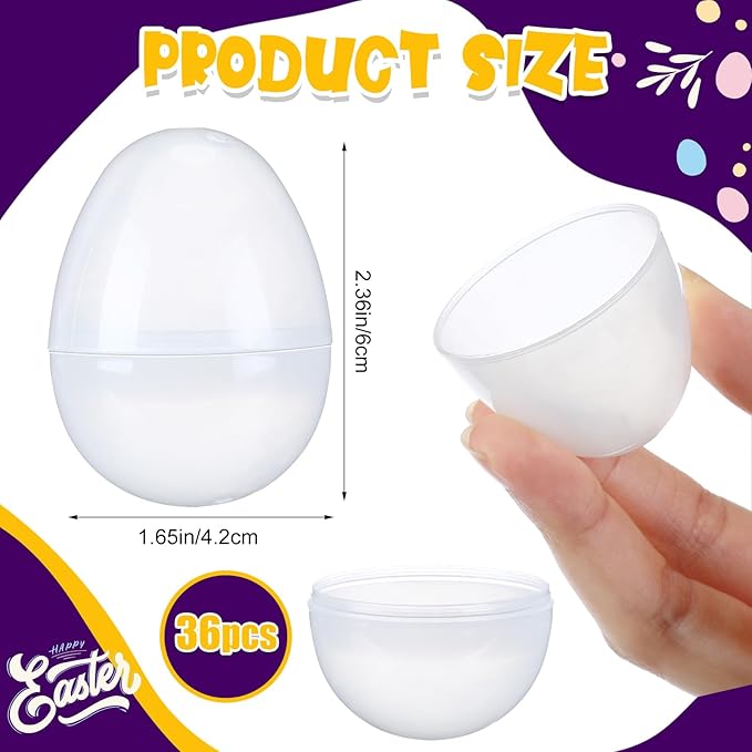 ShinyRelief 36 Pcs Glow in the Dark Easter Eggs 2.4 Inch Plastic Fillable Eggs Bulk,easter Basket Stuffers Gifts Party Favors Decorations Supplies(Purple)