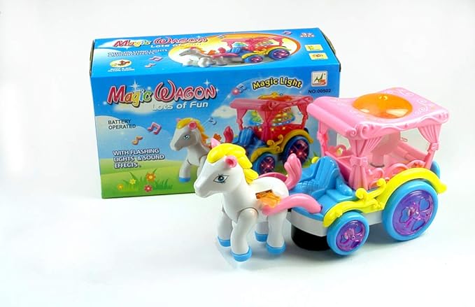 Light and Sound Kids Walking Horse and Carriage