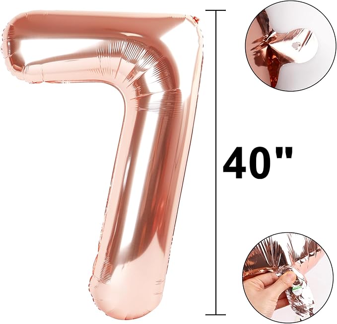 40 Inch Rose Gold Balloon Number 27 Balloon,Jumbo Mylar Foil Helium Balloon for 27 Digital Balloons for Birthday Party,Wedding Anniversary Party Decorations