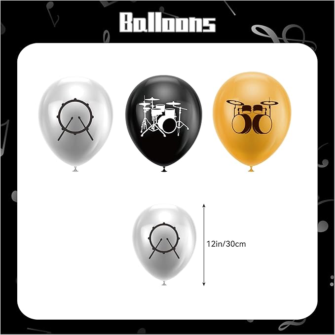 Drum Party Supplies Music Drum Birthday Party Decorations Includes Drums Happy Birthday Banner Cake Topper Cupcake Toppers Balloons for Drummers Birthday Party Baby Shower Decorations