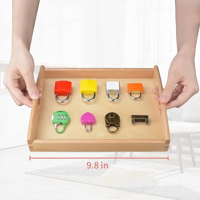 Montessori Lock and Key Set for Toddlers, Homeschool Preschool Learning Activities, Wooden Montessori Materials Learning & Education Toys for 3+ Year Old Kids