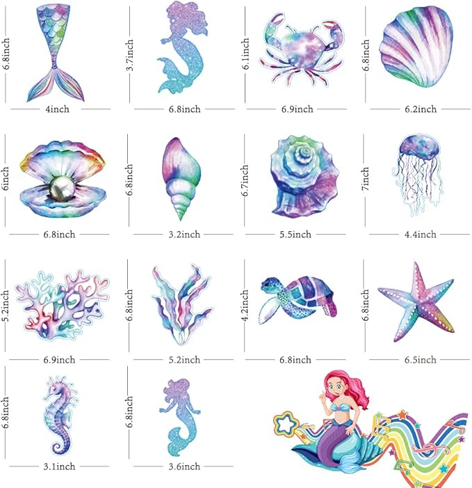 30 Pcs Mermaid Hanging Swirl - Mermaid Party Decorations, Mermaids Parties Supplies for Girls, Ocean Ceiling Streamers for Mermaids Party Favors, Baby Shower and Theme Birthday Parties Decoration