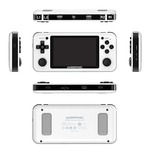 RG351P Handheld Game Console RG353P Retro Gaming Console RG353P Portable Game Console Linux and Android Dual OS 3.5" IPS Screen 64G TF Card 3500mAh Battery Support 5G WiFi 4.2 Bluetooth White