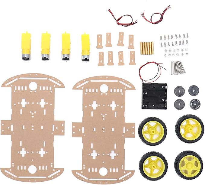 Smart Car Chassis Driving Wheel Motor Screw Nut Set Kit Flexible Turning Strong Power Double Layered Structure DIY Replacement Applicable to Remote Control Cars