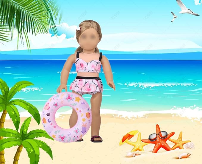 18 inch Girl Doll Accessories-Travel Luggage Play Set for 18 Inch Girl Dolls Include Case,Doll Swimming Suit,Ring,Sunglasses,Camera,etc.