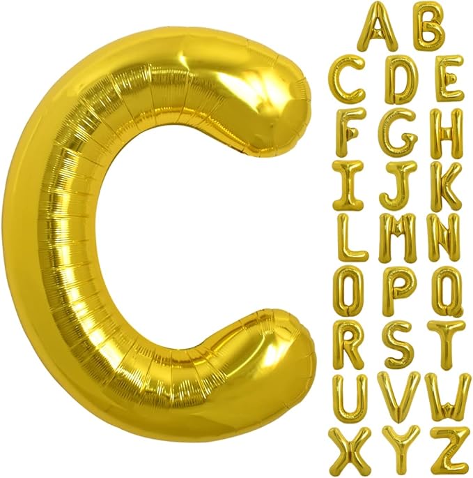 TONIFUL 40 Inch Large Gold Letter C Balloons, Foil Mylar Big Balloons for Birthday Party Anniversary Supplies Decorations